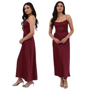 NWT Park & Fifth Rosedale Merlot Satin Midi Dress L
